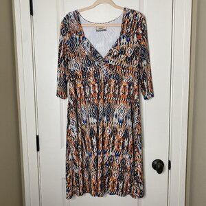 Plus Size Knot‎ Front Midi Dress • Lucie Lu 1X • Made in USA • Soft Jersey Boho